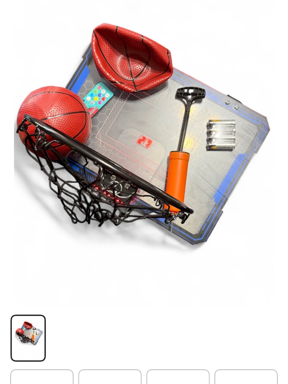 Mini Indoor Basketball Hoop Set with Red Ball and Orange Pump